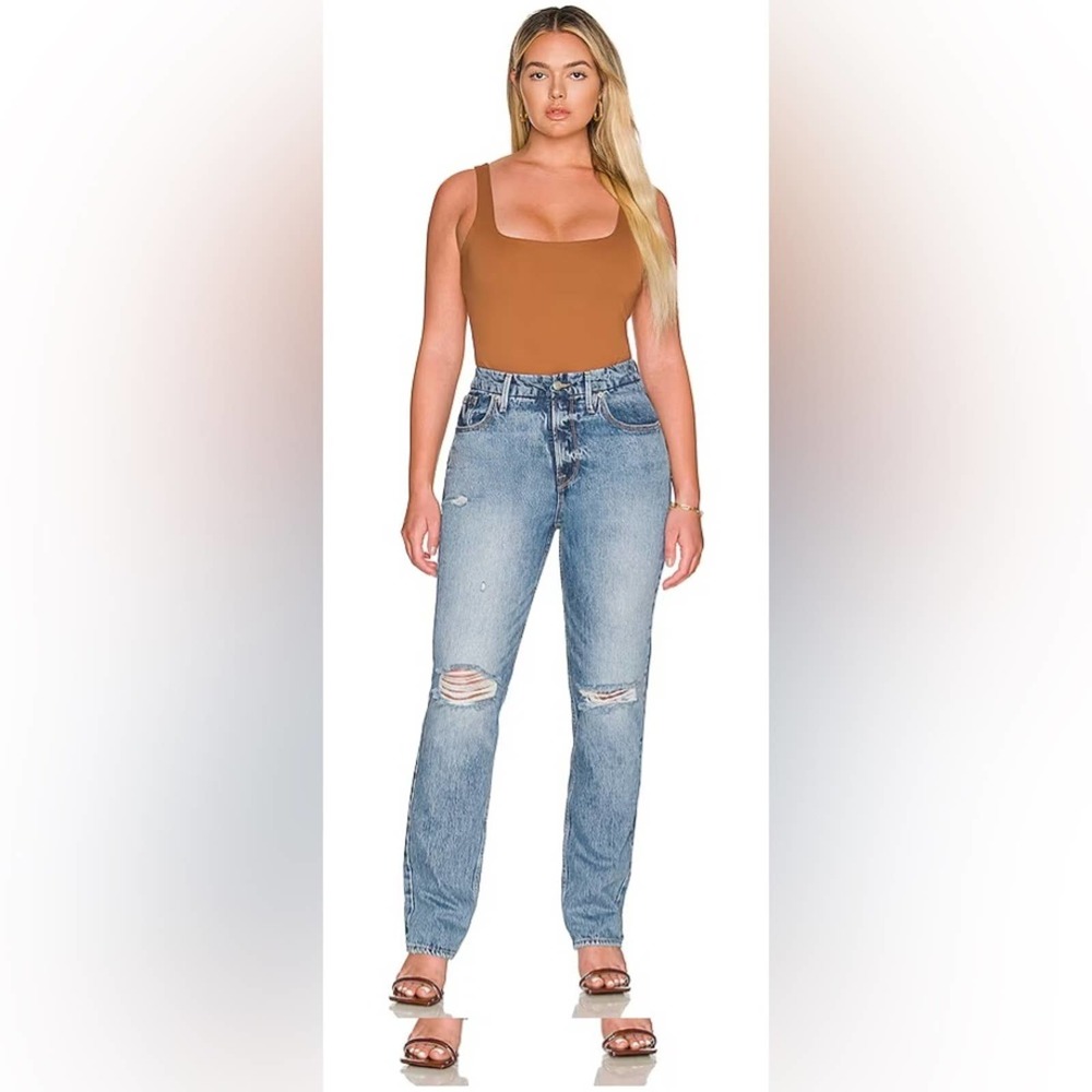 NWT Good American Good 90s Icon Jeans Size 6 / 28 Indigo Blue Distressed
